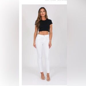 Sound style white jeans tan embroidery skinny boho NWT $78 casual contemporary